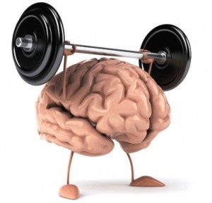 dibujo de cerebro haciendo pesas